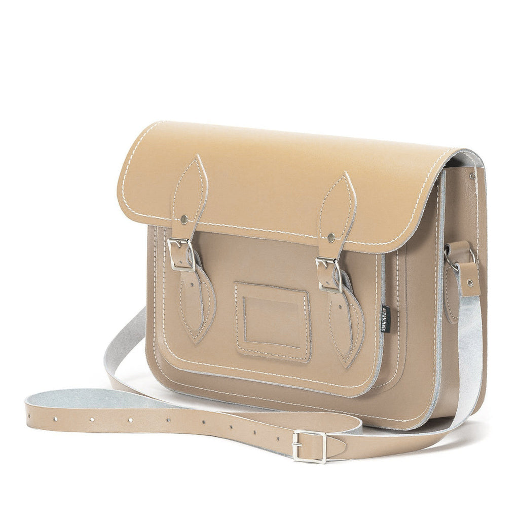 Handmade Leather Satchel - Iced Coffee
