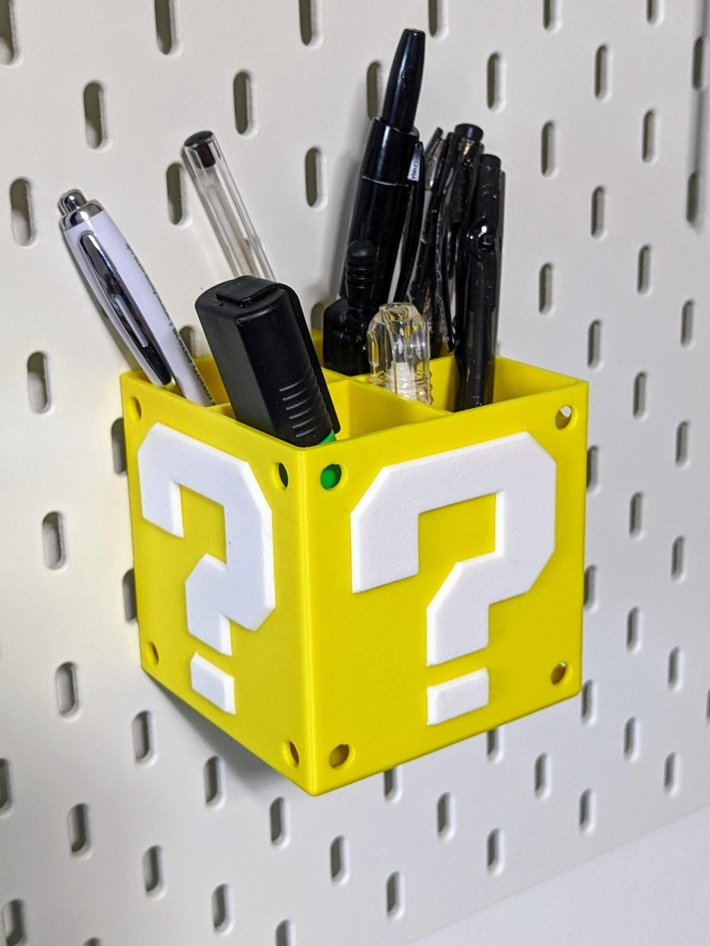 Mario Question Block Skadis Pegboard Storage Cube by Chaddyverse