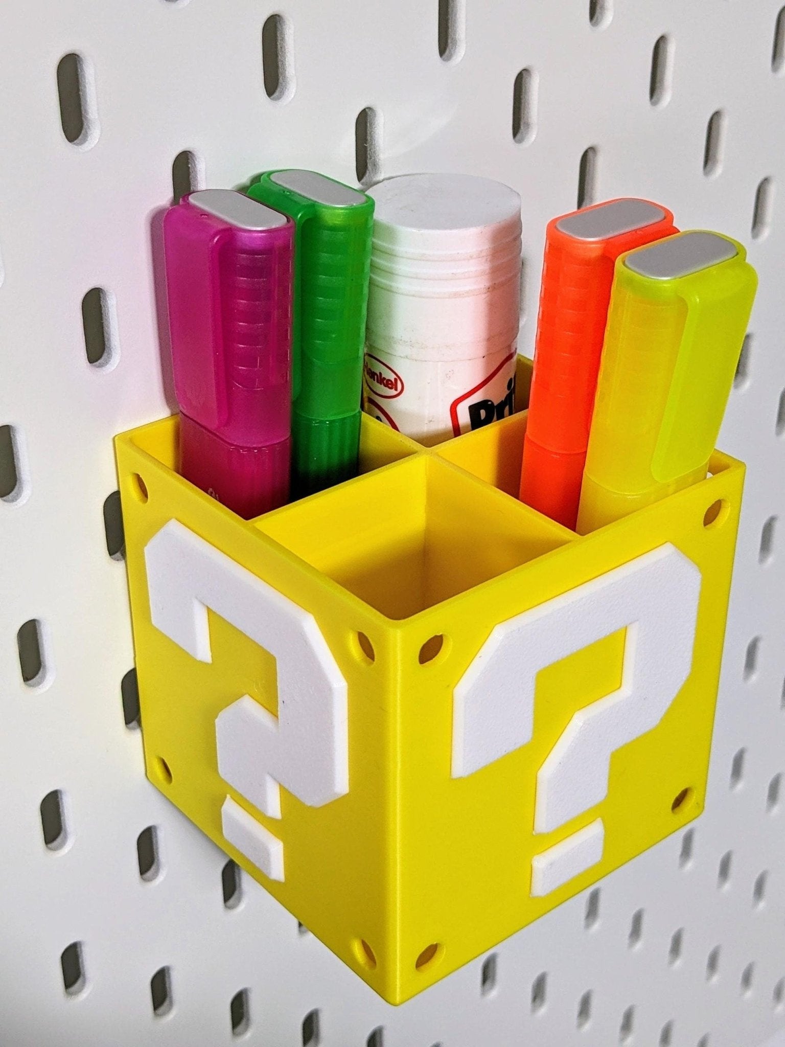 Mario Question Block Skadis Pegboard Storage Cube by Chaddyverse