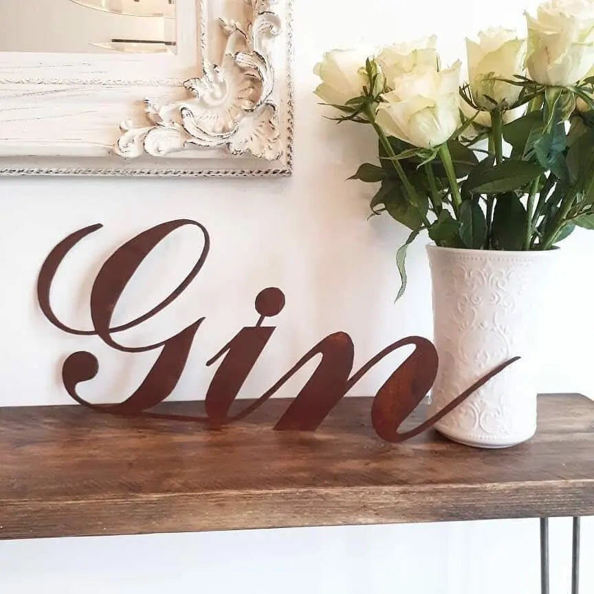 Rusty Metal Gin Sign | Steel Wall Art Decor by Rustic Warehouse Norfolk