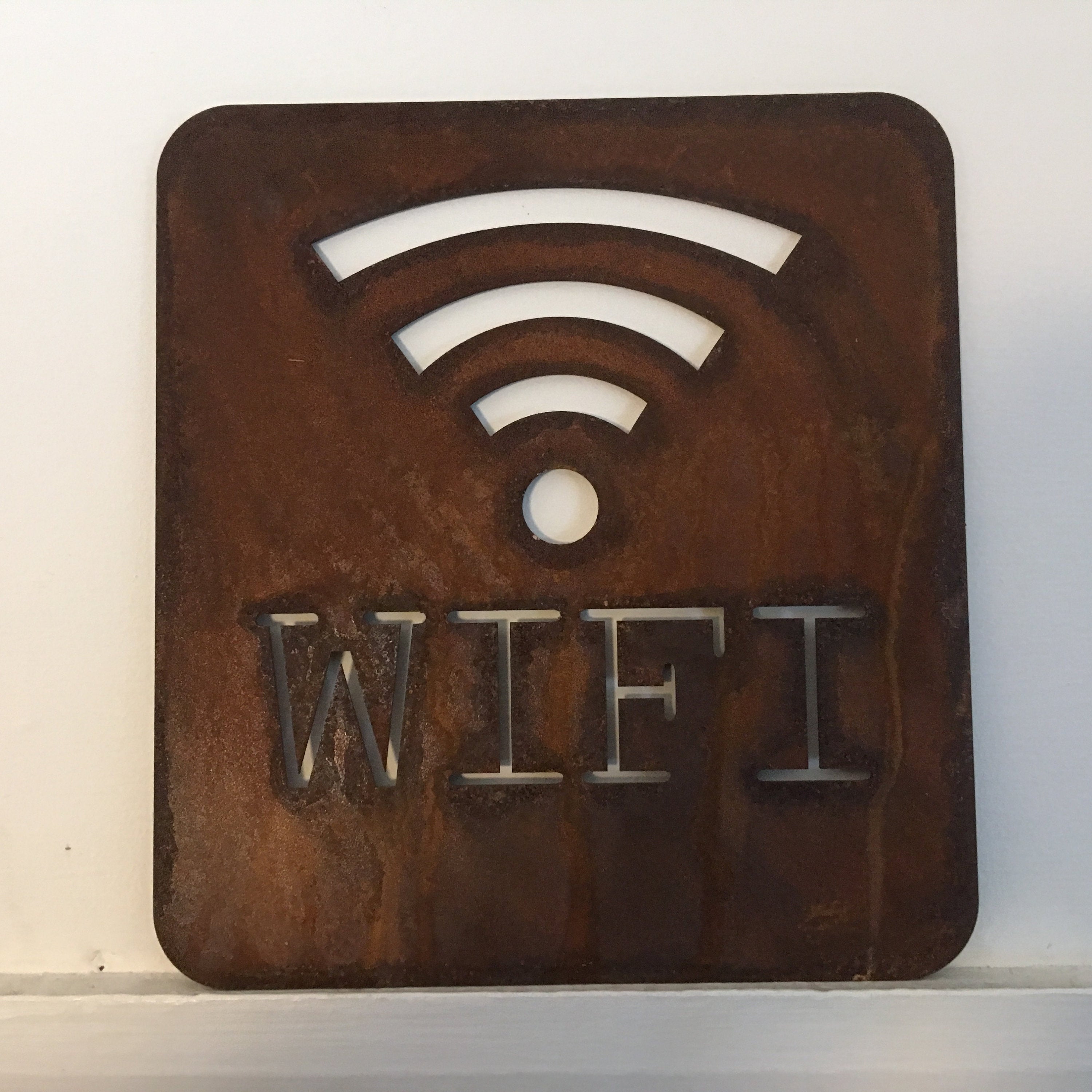 Rustic Metal Wifi Sign – Handmade Steel Wall Decor | Rustic Warehouse