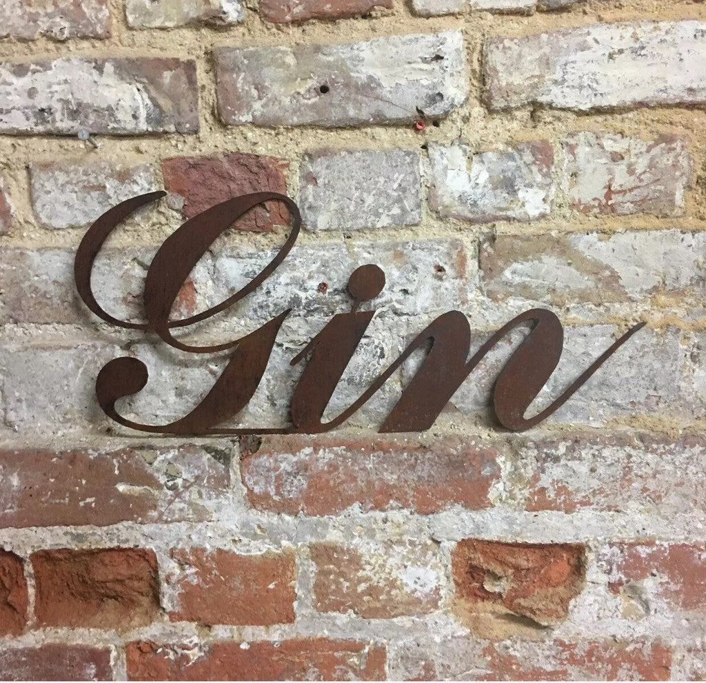 Rusty Metal Gin Sign | Steel Wall Art Decor by Rustic Warehouse Norfolk