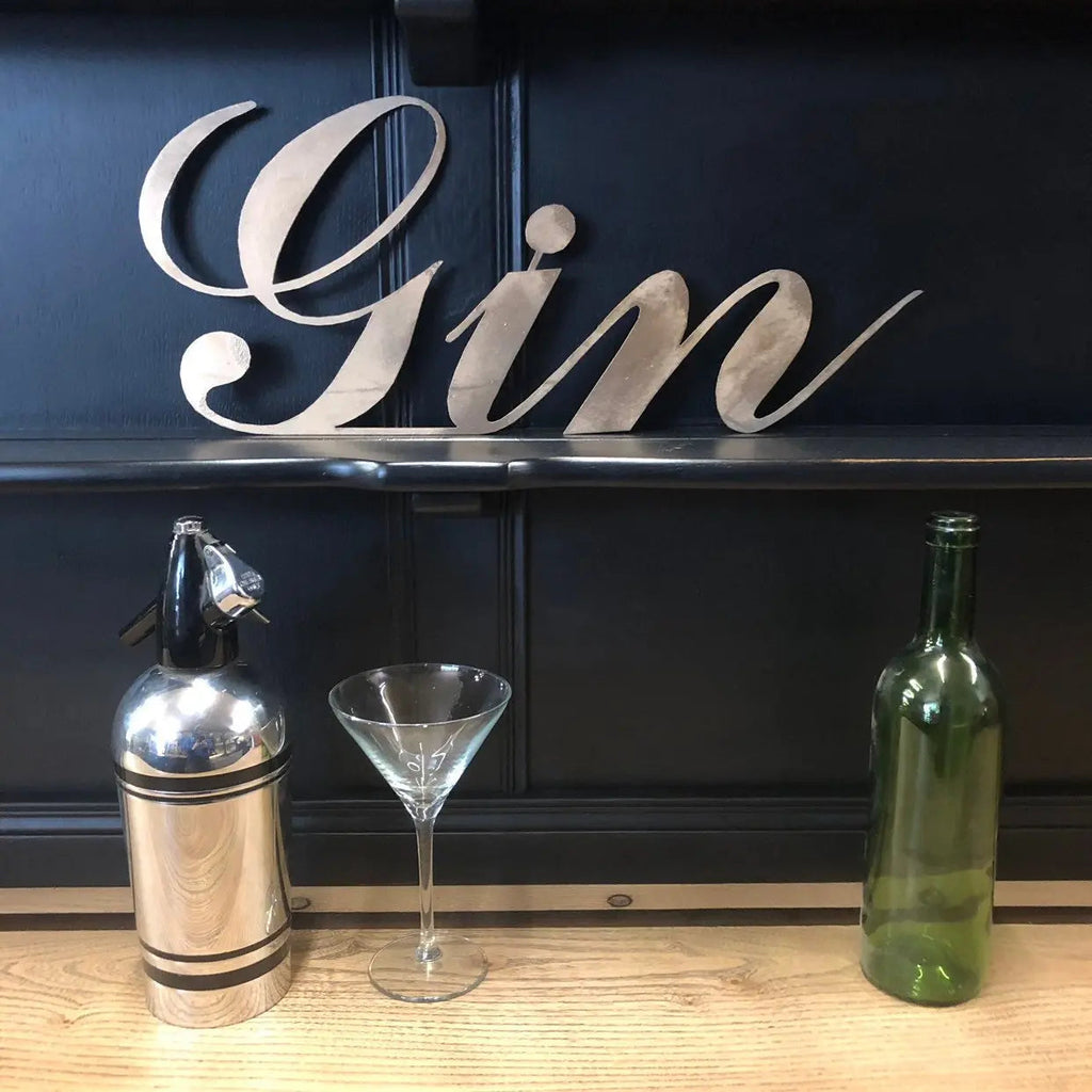 Rustic Warehouse Norfolk Gold Metal Gin Sign – Galvanized Steel Wall Art