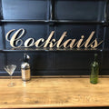 Cocktails Metal Wall Sign – Distressed Gold Steel Decor | Rustic Warehouse
