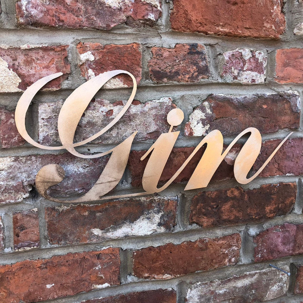 Rustic Warehouse Norfolk Gold Metal Gin Sign – Galvanized Steel Wall Art