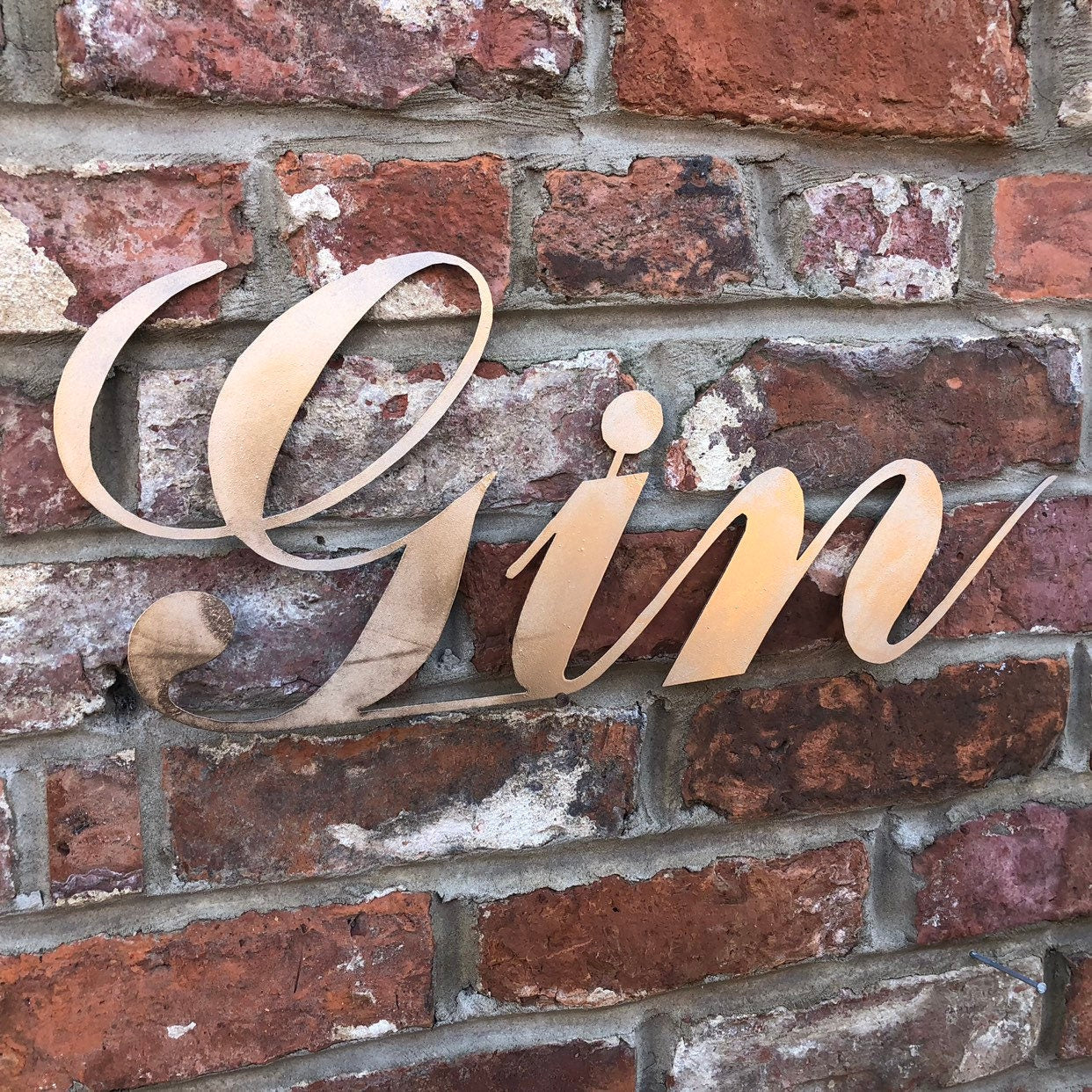 Rustic Warehouse Norfolk Gold Metal Gin Sign – Galvanized Steel Wall Art