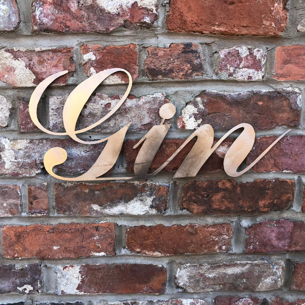 Rustic Warehouse Norfolk Gold Metal Gin Sign – Galvanized Steel Wall Art