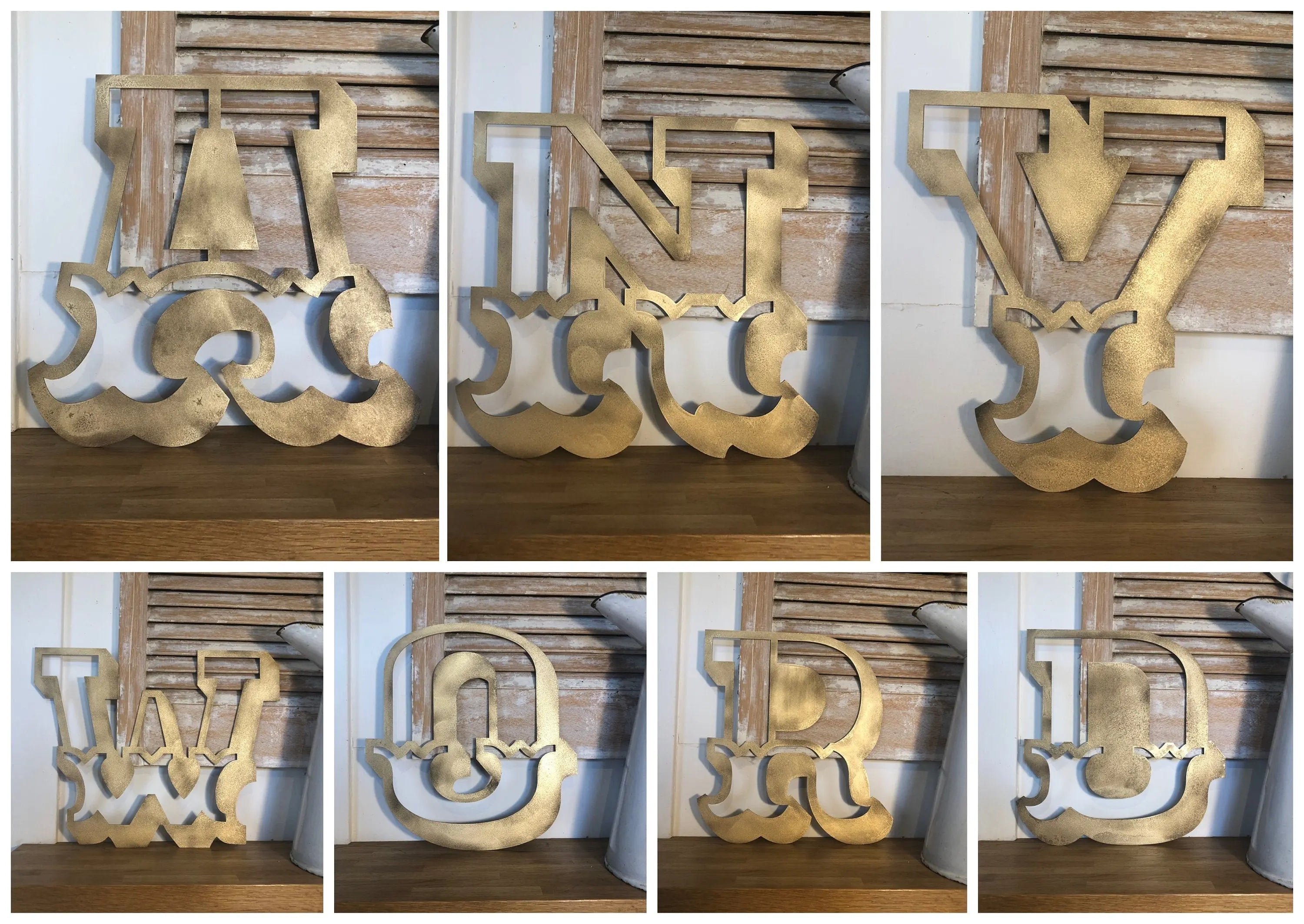 Rustic Gold Metal Carnival Letters | Distressed Steel Signage by Norfolk