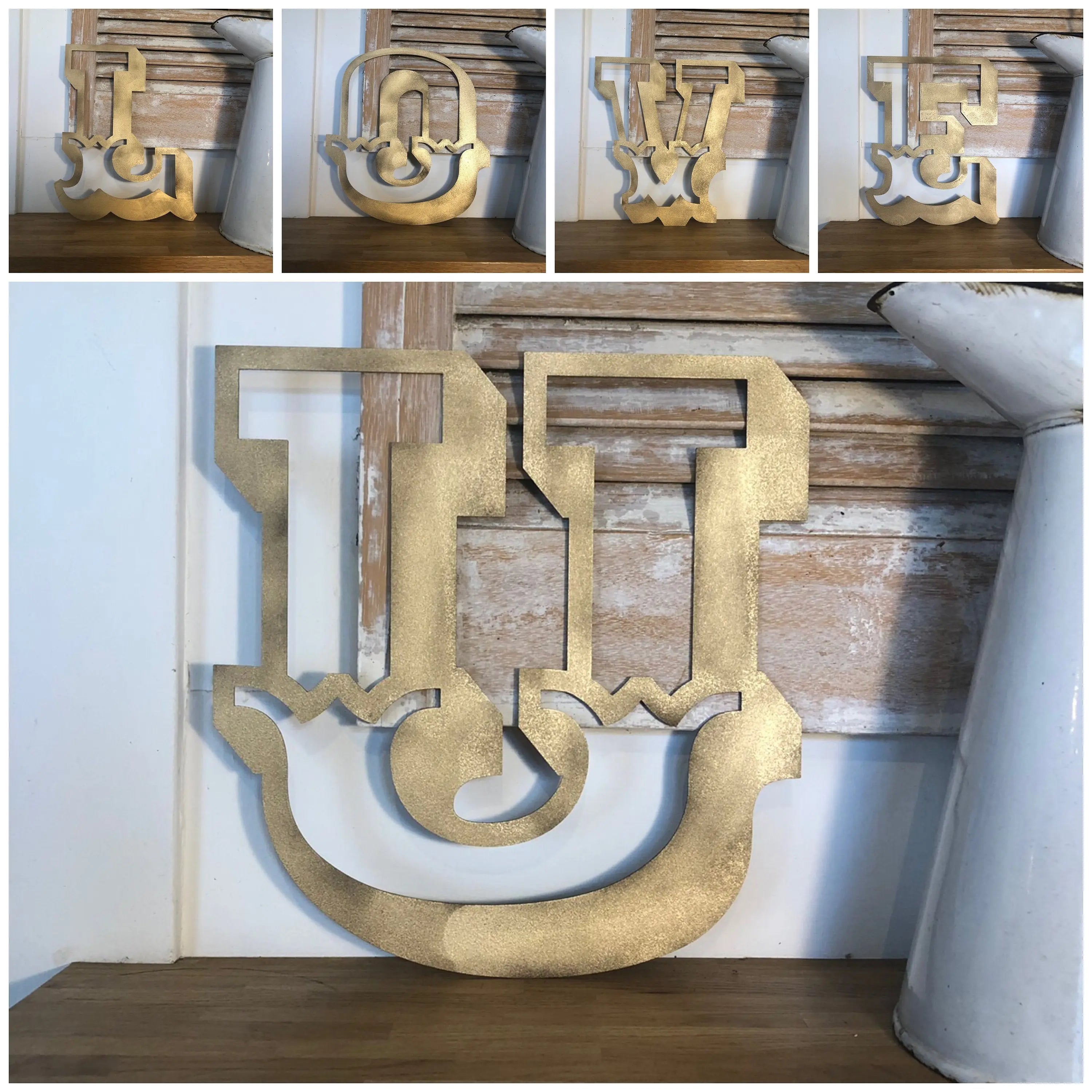 Rustic Gold Metal Carnival Letters | Distressed Steel Signage by Norfolk