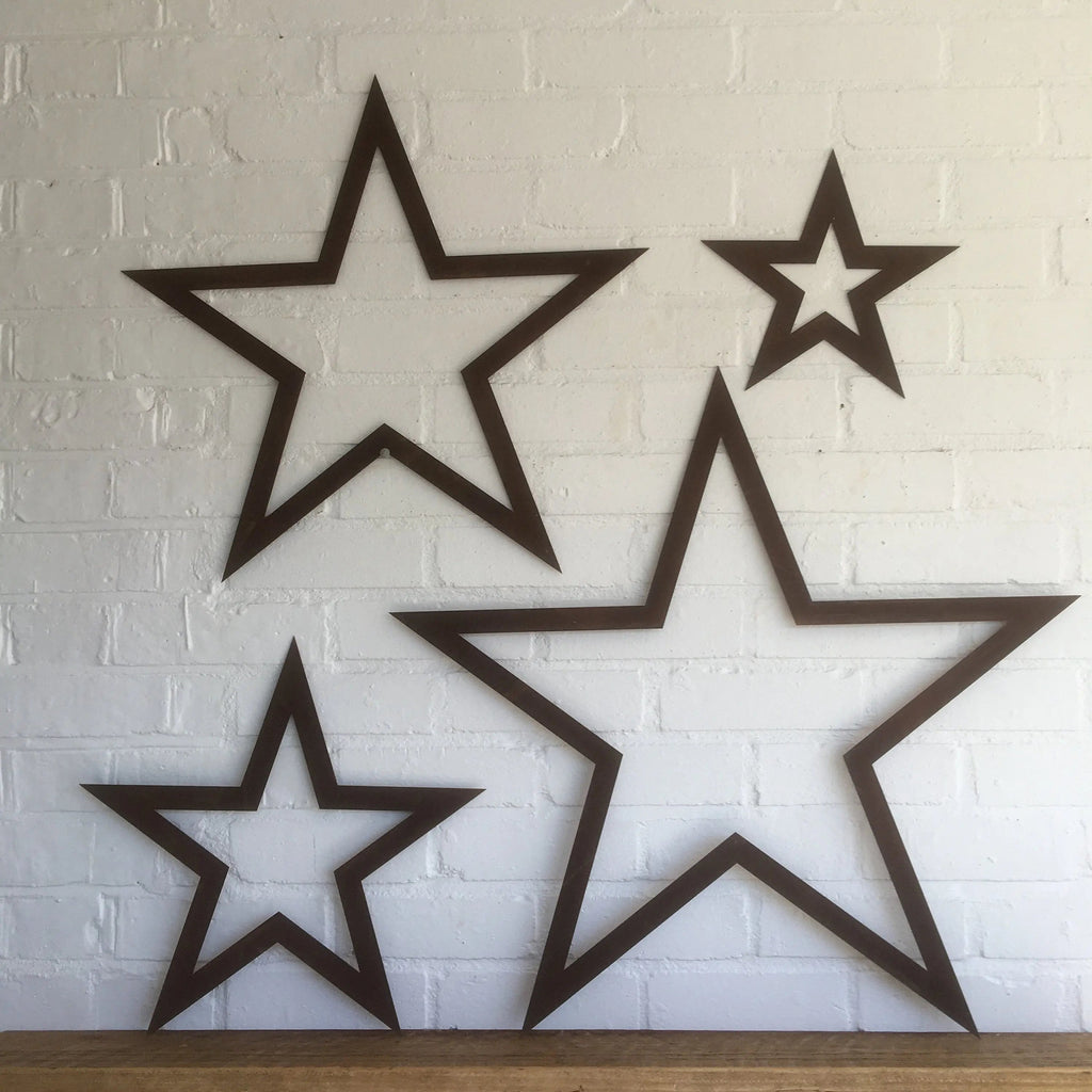 Rustic Warehouse Norfolk Set of 4 Rusty Metal Stars – Steel Garden Decor