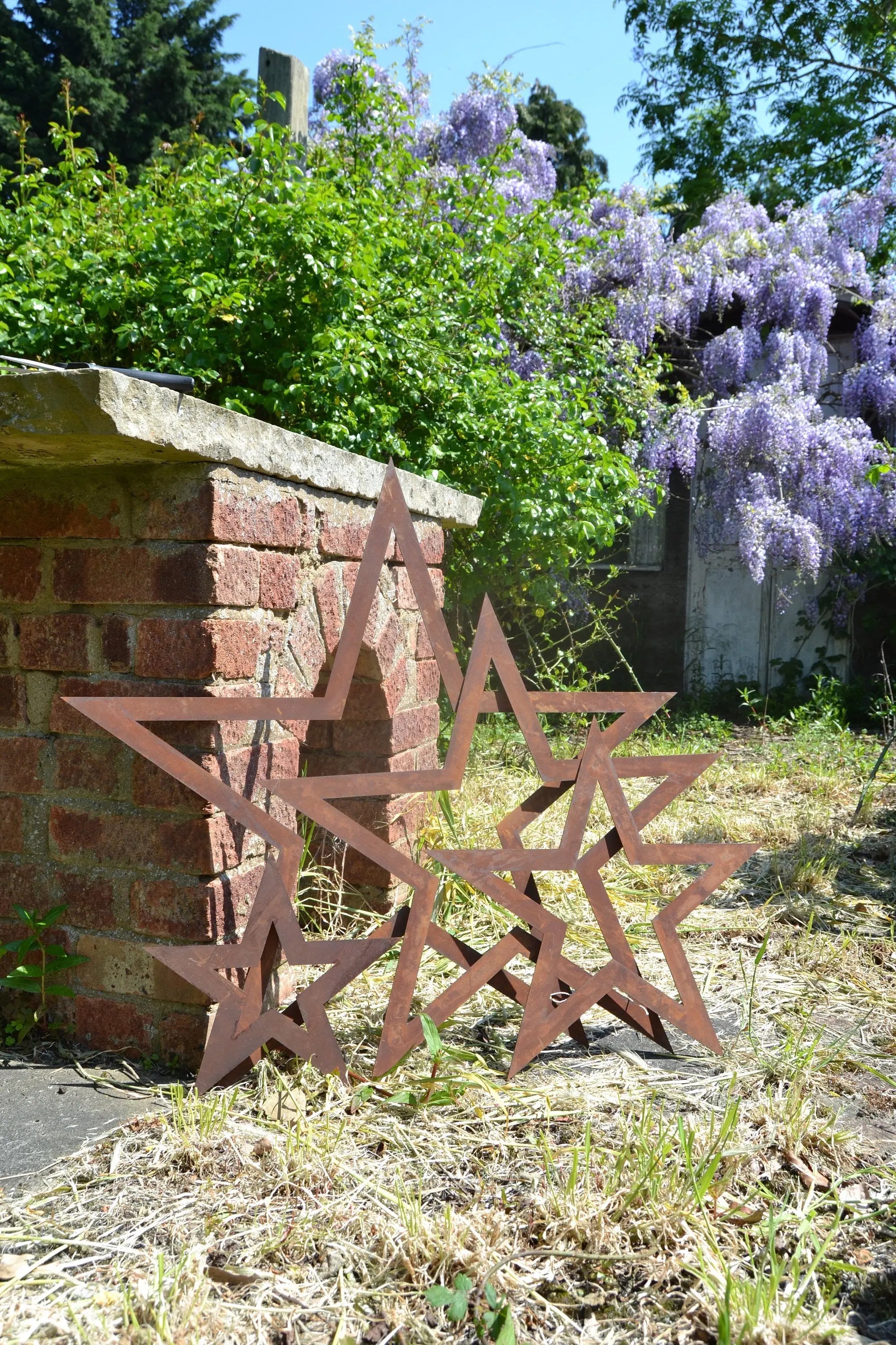 Rustic Warehouse Norfolk Set of 4 Rusty Metal Stars – Steel Garden Decor