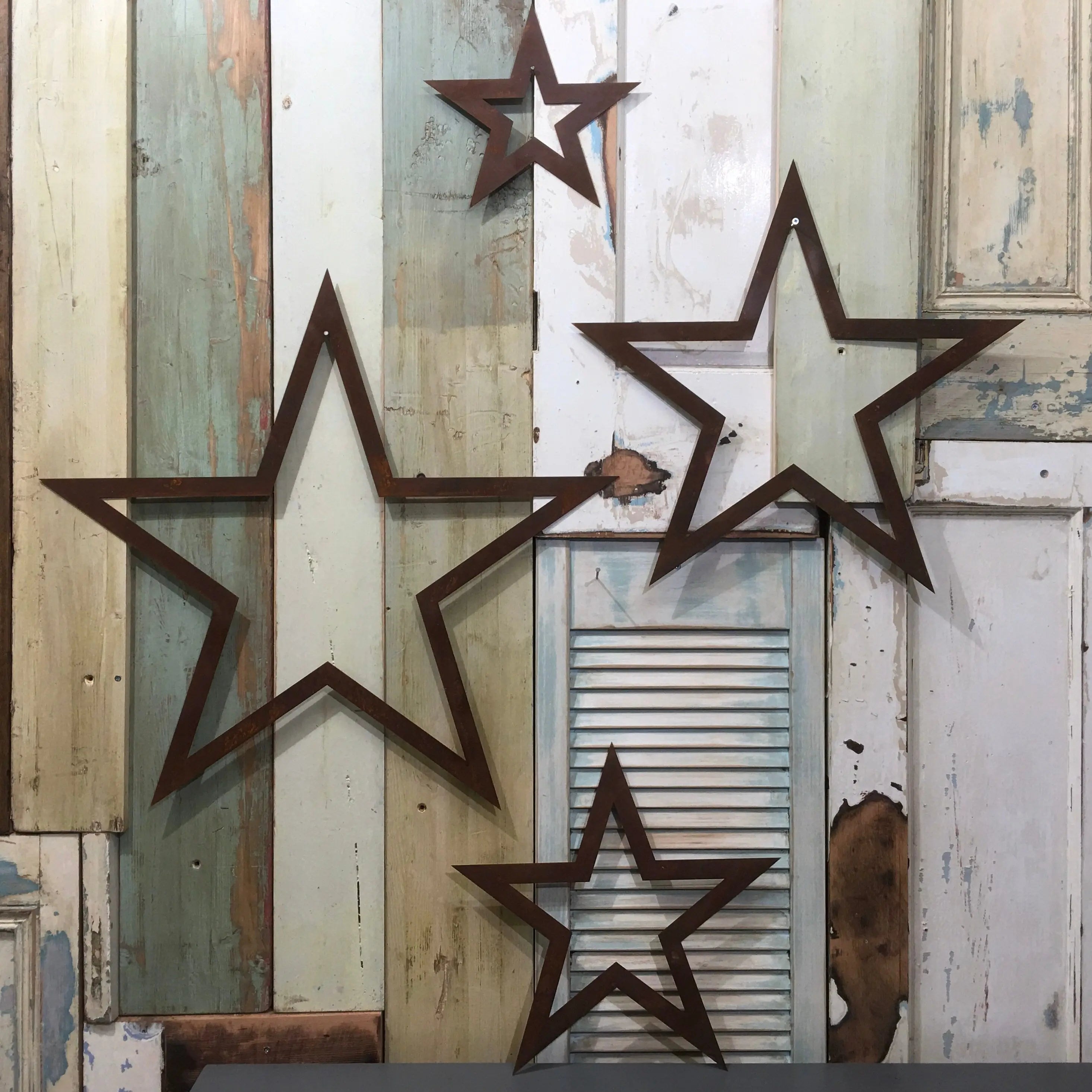 Rustic Warehouse Norfolk Set of 4 Rusty Metal Stars – Steel Garden Decor