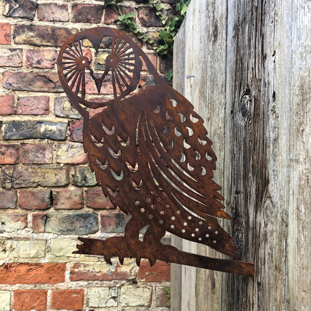 Rustic Metal Owl Garden Decoration | 2mm Steel Outdoor Art – RW Norfolk