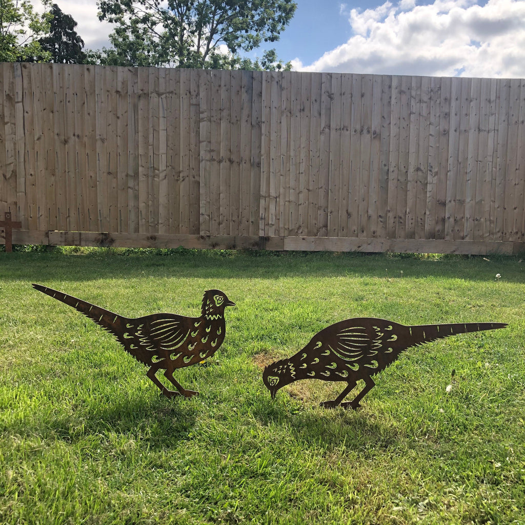 Rustic Metal Pheasant Garden Sculptures (Pair) | Rustic Warehouse Norfolk
