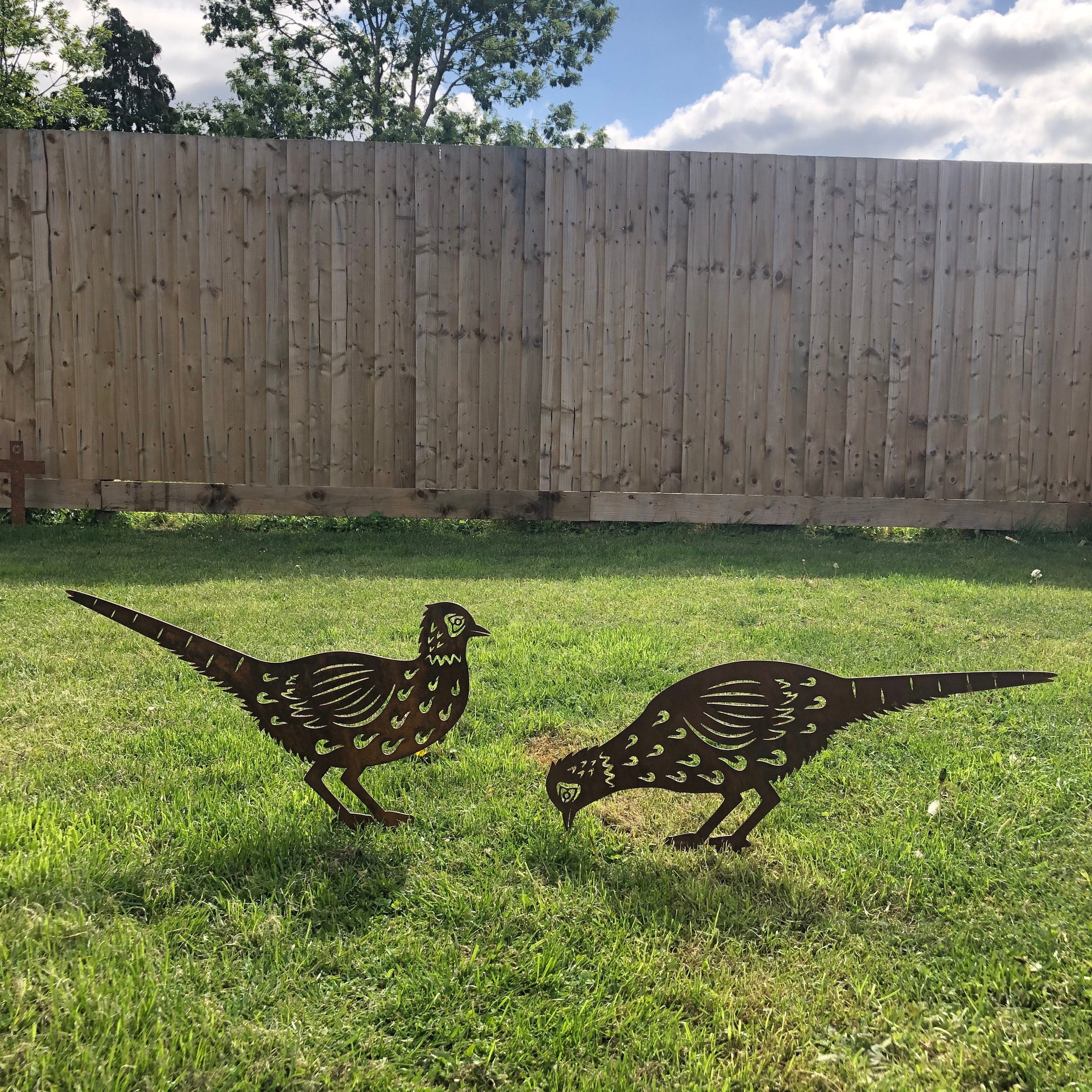 Rustic Metal Pheasant Garden Sculptures (Pair) | Rustic Warehouse Norfolk