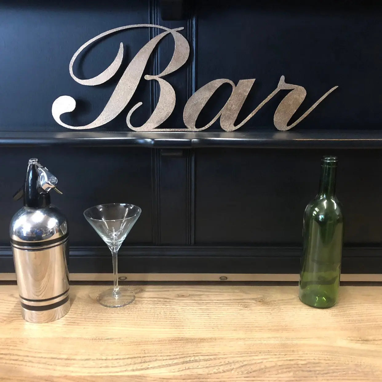 Gold Metal Bar Sign – Distressed Steel Wall Decor | Rustic Warehouse Norfolk