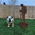 Rustic Metal Soldier Garden Statue | Steel Remembrance Ornament - RWN