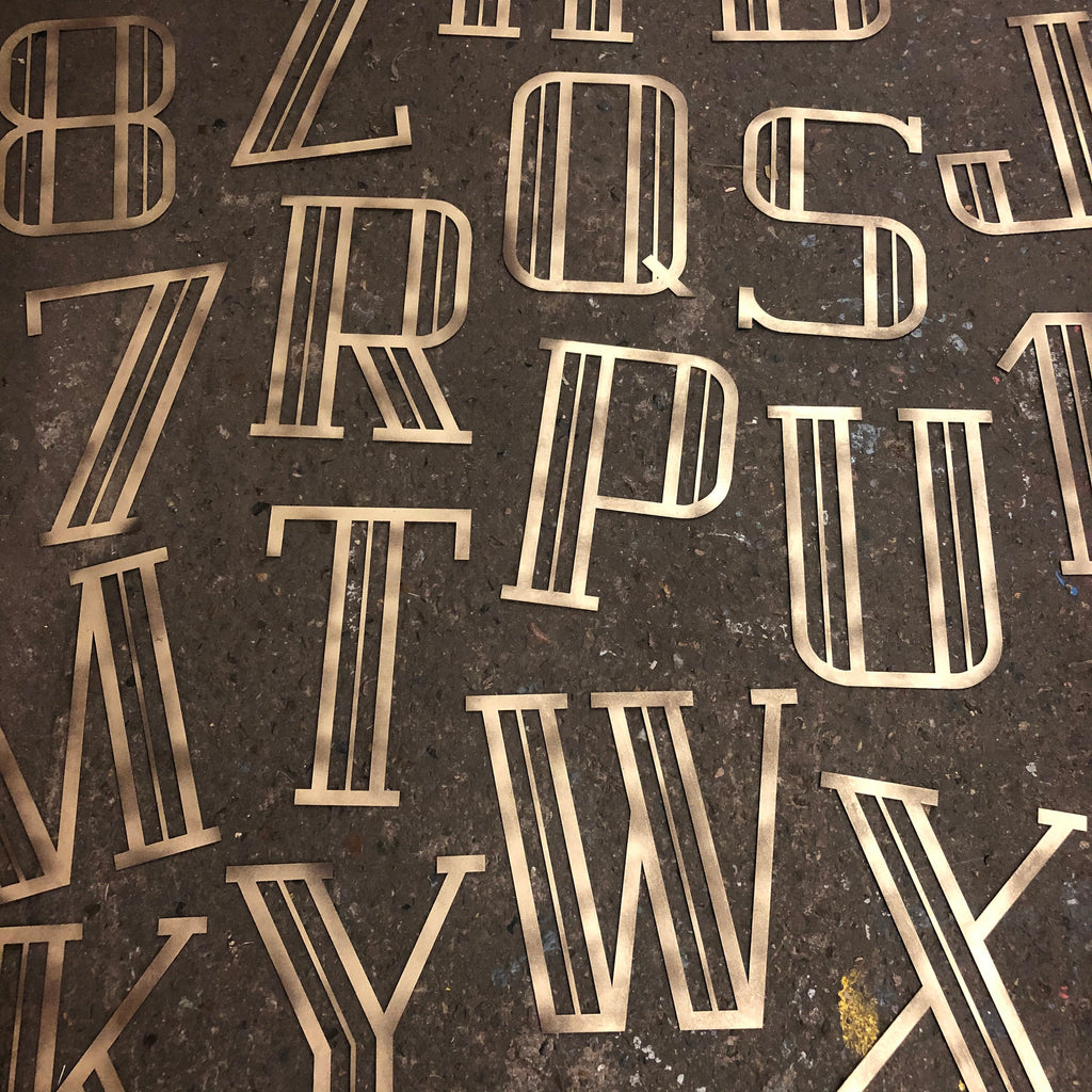 Rustic Warehouse Gold Art Deco Metal Alphabet Letters for House Signs