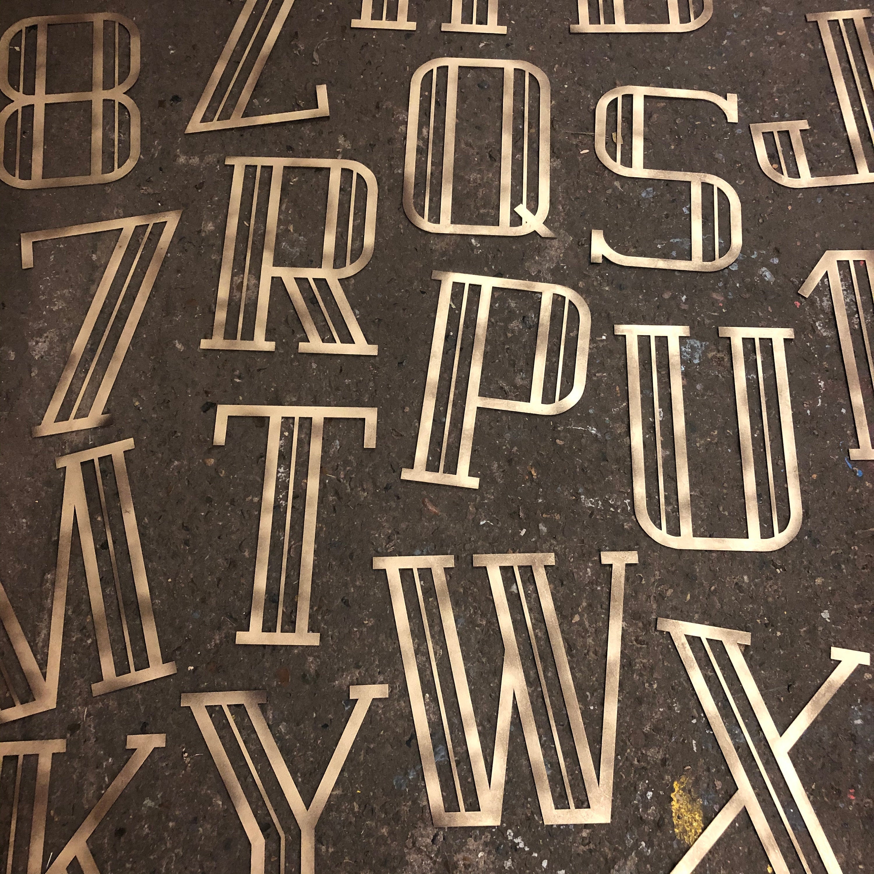 Rustic Warehouse Gold Art Deco Metal Alphabet Letters for House Signs