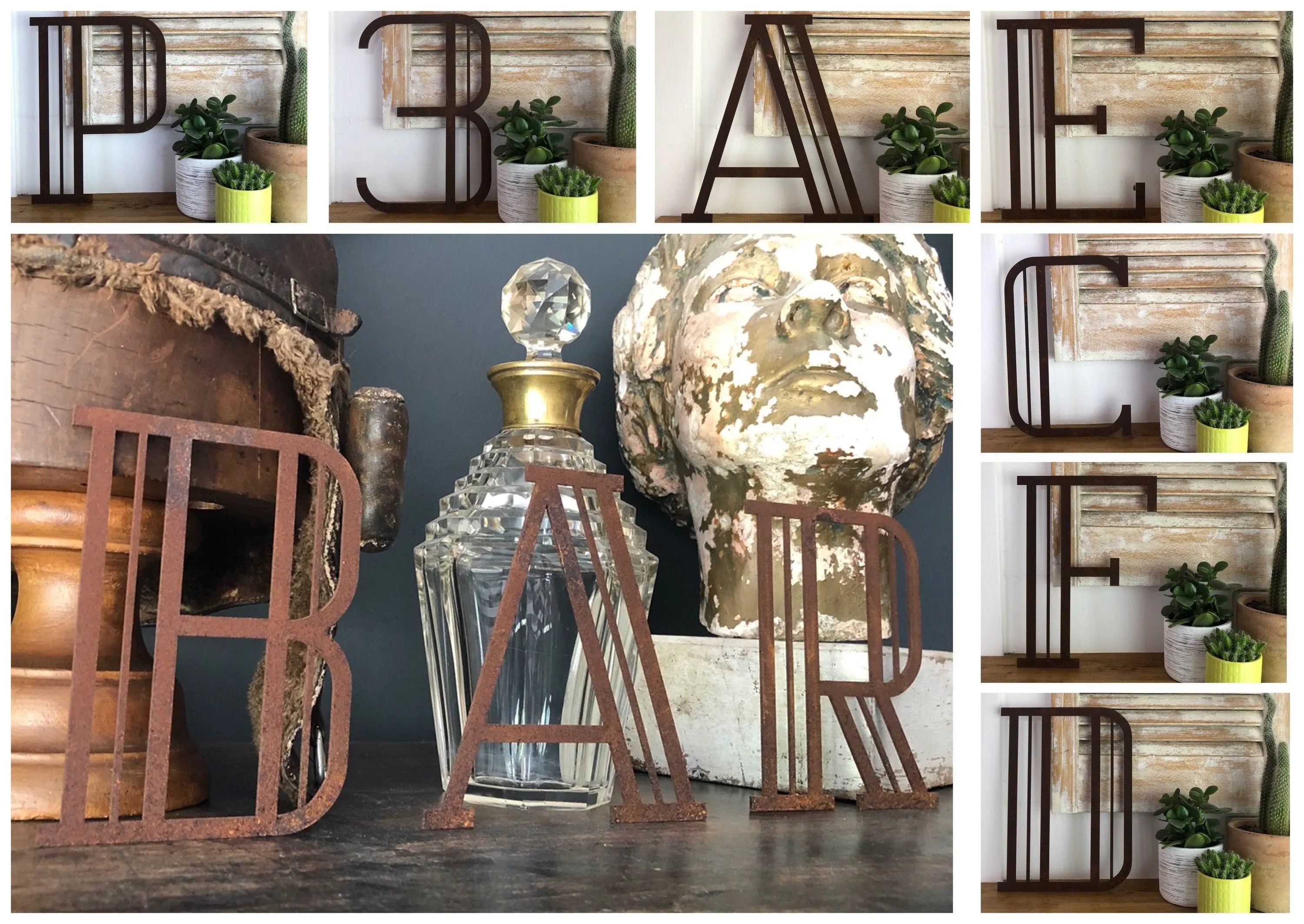 Rustic Warehouse Norfolk Art Deco Rusty Metal Letters – Industrial Wall Decor