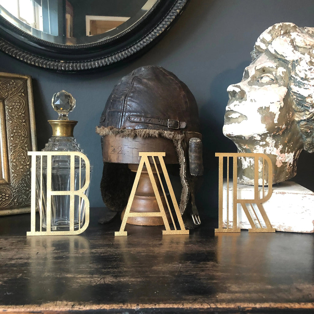 Rustic Warehouse Gold Art Deco Metal Alphabet Letters for House Signs