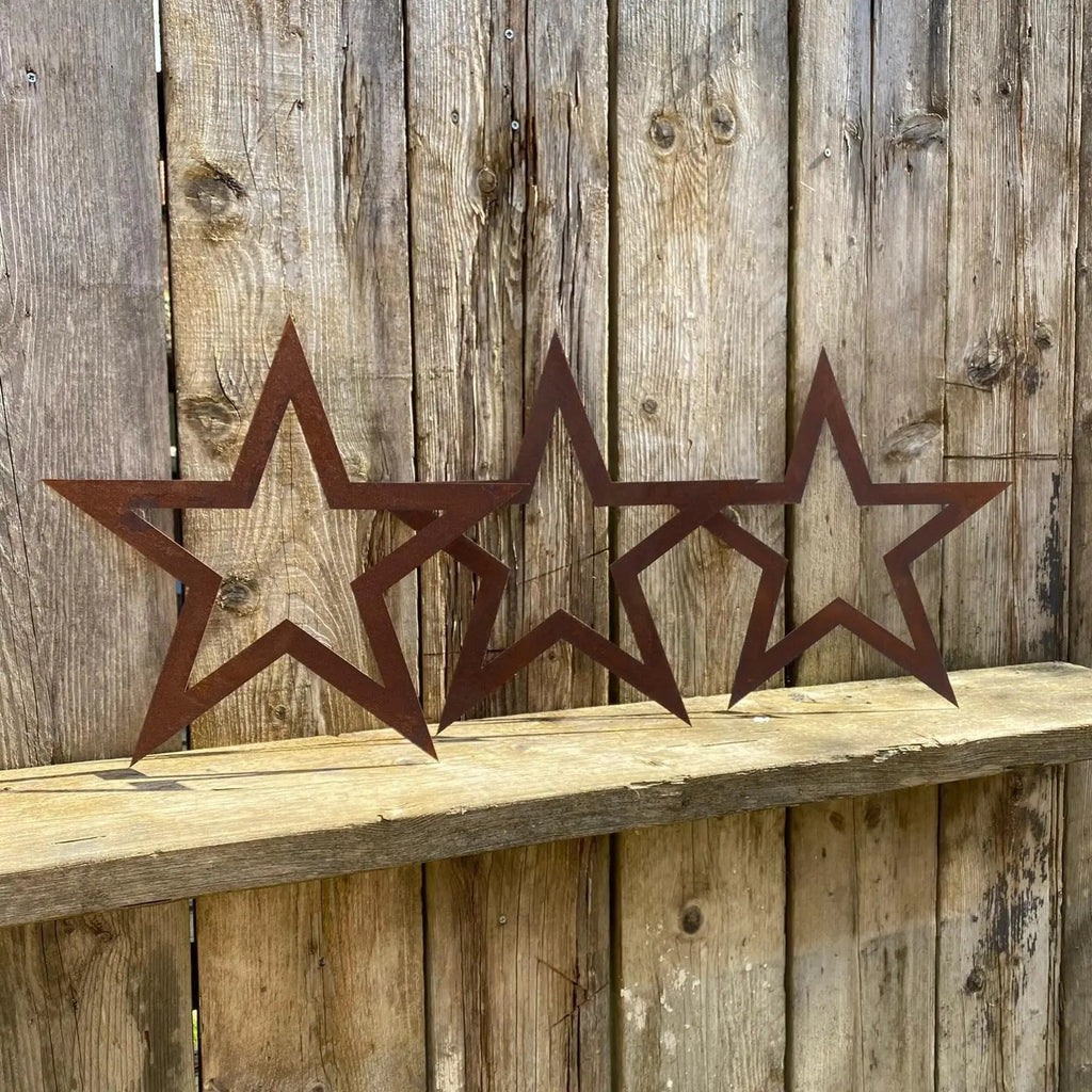 Rustic Warehouse Norfolk | Set of 3 Rusty Metal Stars Garden Wall Art