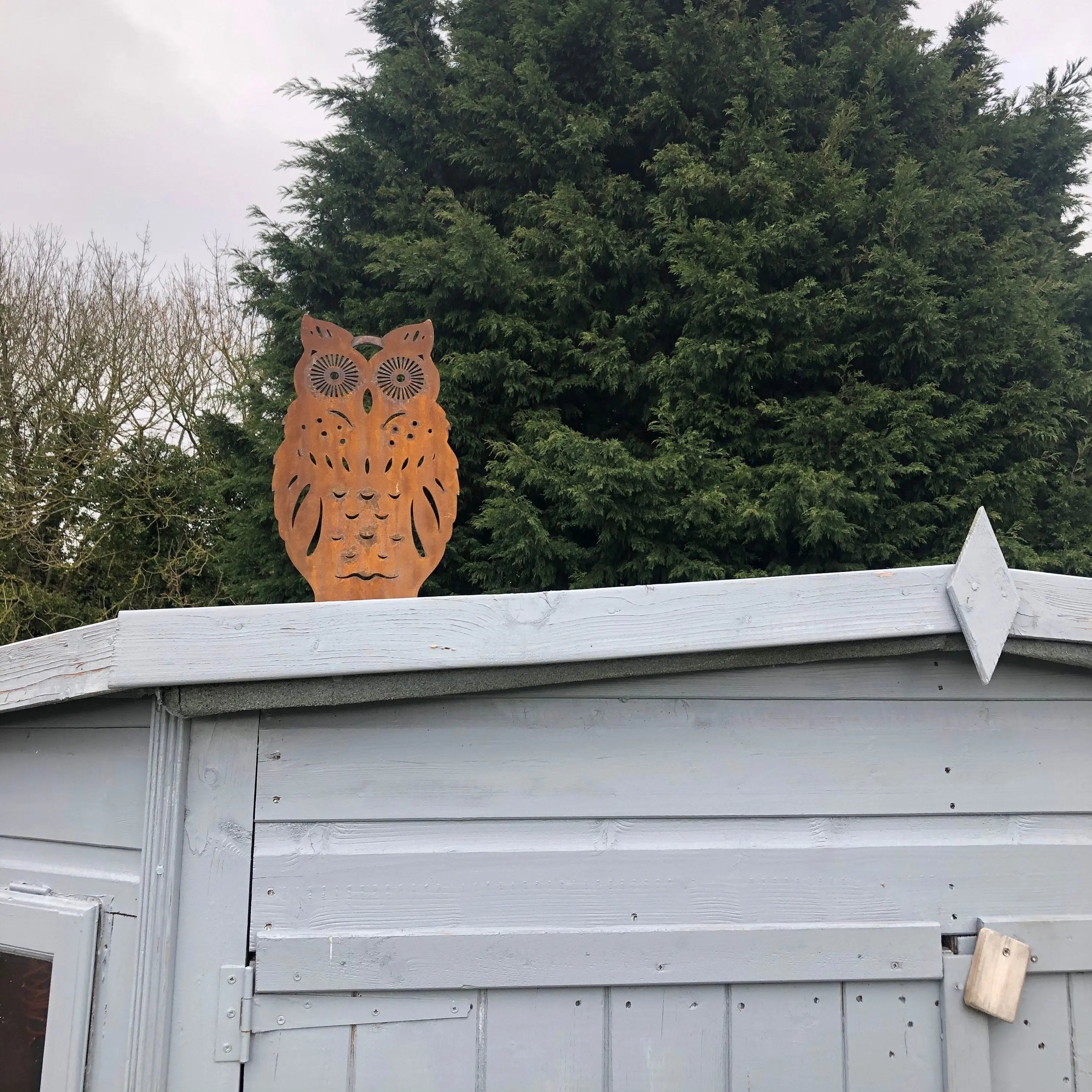 Rustic Metal Owl Garden Ornament – 35cm Steel Outdoor Sculpture