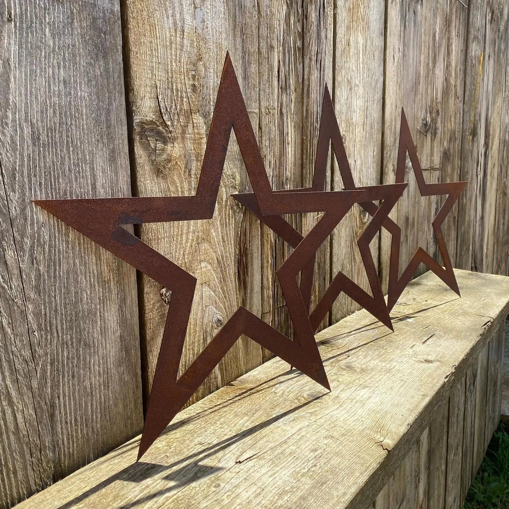 Rustic Warehouse Norfolk | Set of 3 Rusty Metal Stars Garden Wall Art