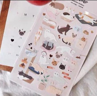 Suatelier Meow Cat Stickers - Cute Decorative Stationery Decal Sheet