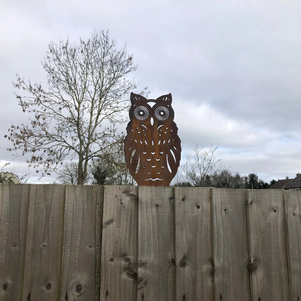 Rustic Metal Owl Garden Ornament – 35cm Steel Outdoor Sculpture