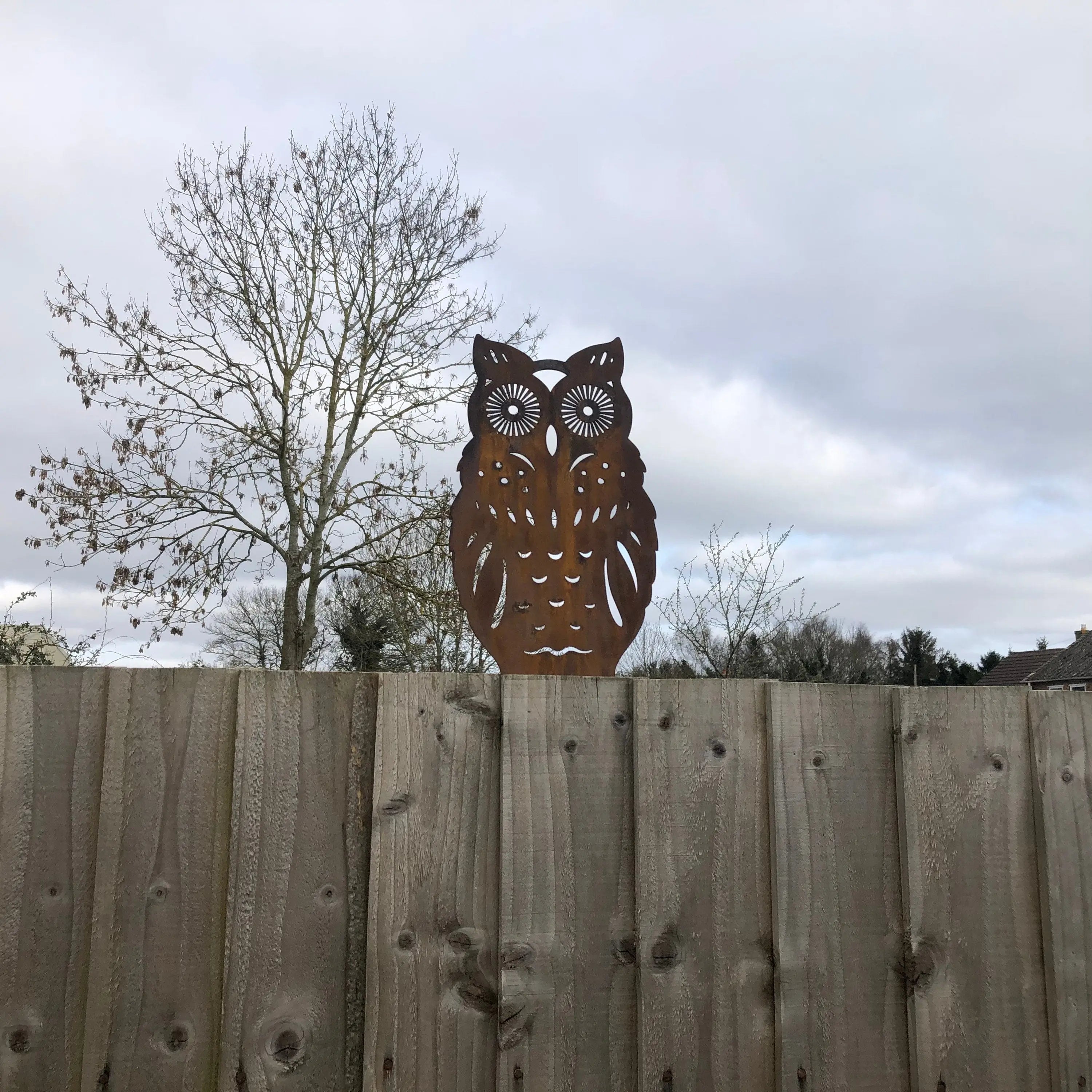 Rustic Metal Owl Garden Ornament – 35cm Steel Outdoor Sculpture