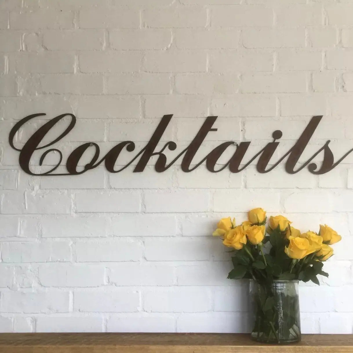 Cocktails Metal Sign – Rusty Steel Garden Wall Art | Rustic Warehouse