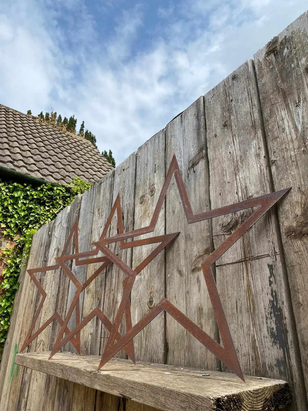 Rustic Warehouse Norfolk Large Rusty Metal Barn Stars - Set of 3