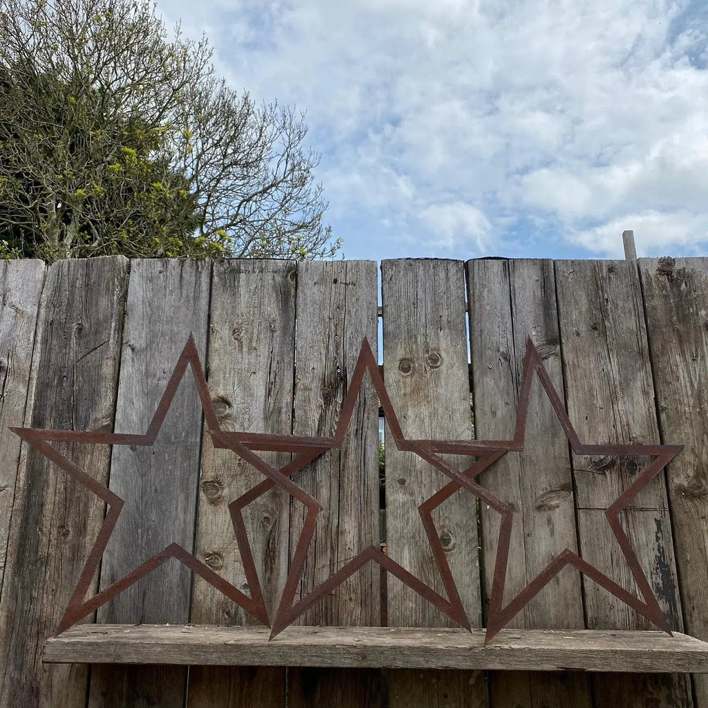 Rustic Warehouse Norfolk Large Rusty Metal Barn Stars - Set of 3