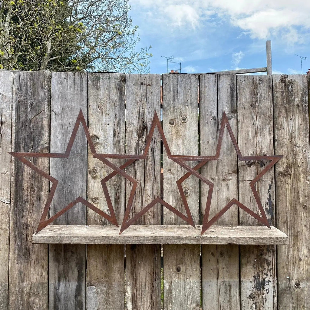 Rustic Warehouse Norfolk Large Rusty Metal Barn Stars - Set of 3
