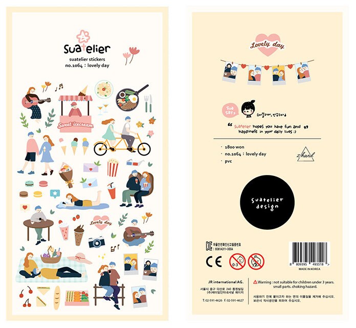 Suatelier Lovely Day Decorative Planner Stickers for Journaling - 1 Sheet
