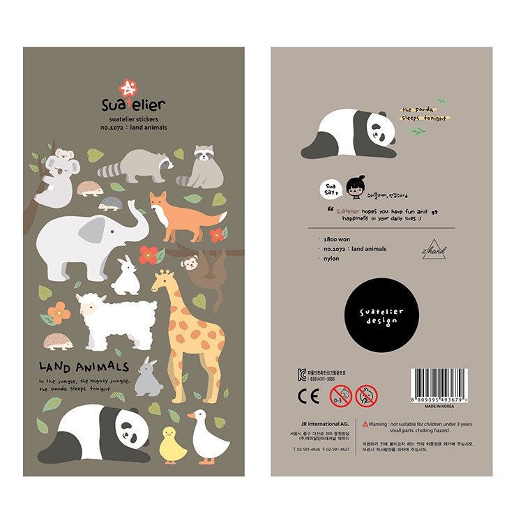 LuLuFun Studio Land Animal Stickers for Scrapbooking and Crafts
