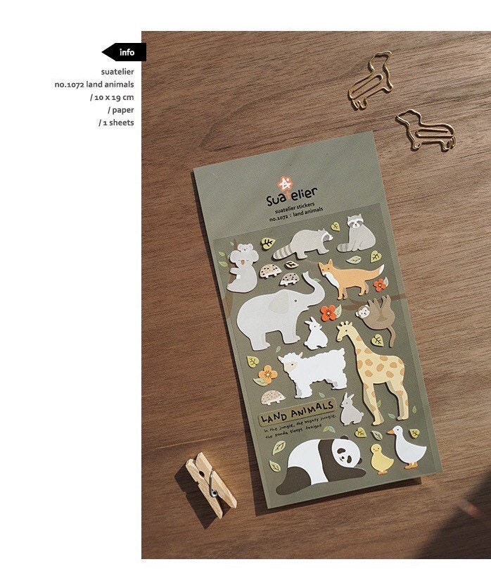 LuLuFun Studio Land Animal Stickers for Scrapbooking and Crafts