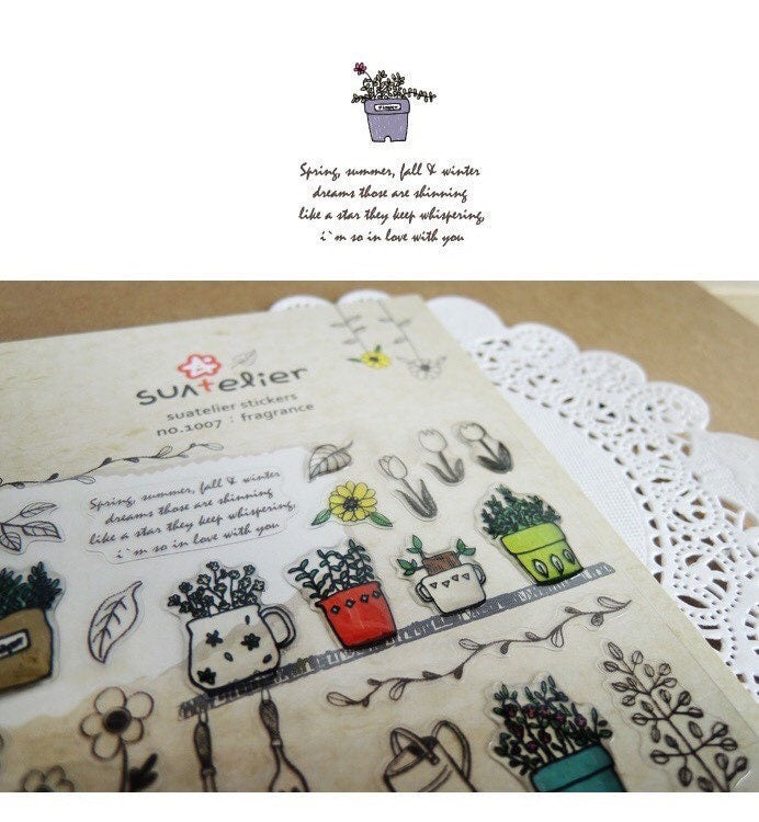 Suatelier Fragrance Decorative Floral Sticker Sheet for Journaling