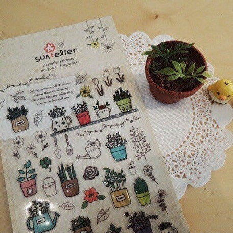Suatelier Fragrance Decorative Floral Sticker Sheet for Journaling