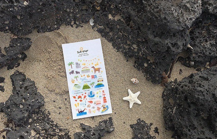Suatelier Stay in Jeju Decorative Sticker Sheet for Journaling - 10x19cm