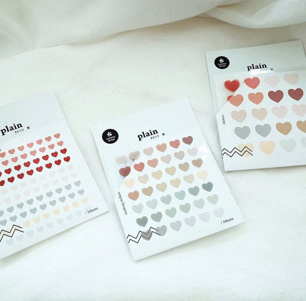 Suatelier Colourful Heart Stickers for Journaling and Planners – 3 Sheets