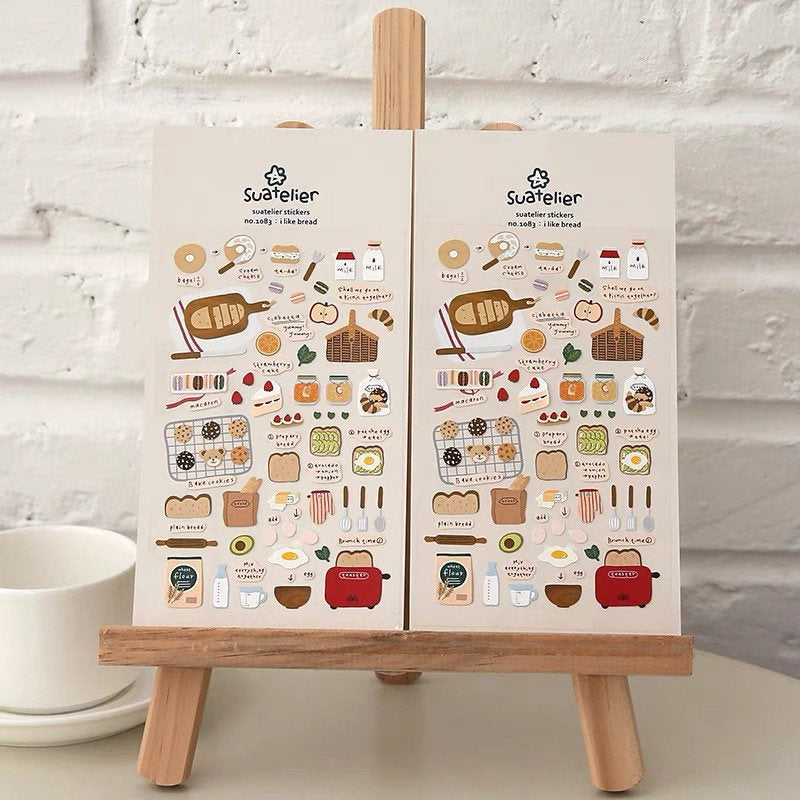 Suatelier I Like Bread Decorative Sticker Sheet for Journaling - 10x19cm