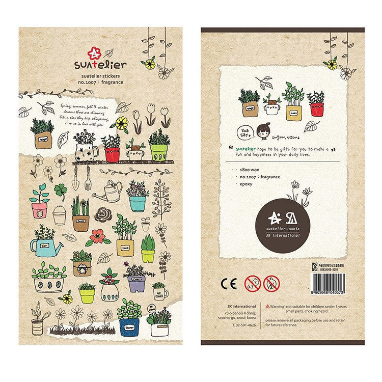 Suatelier Fragrance Decorative Floral Sticker Sheet for Journaling
