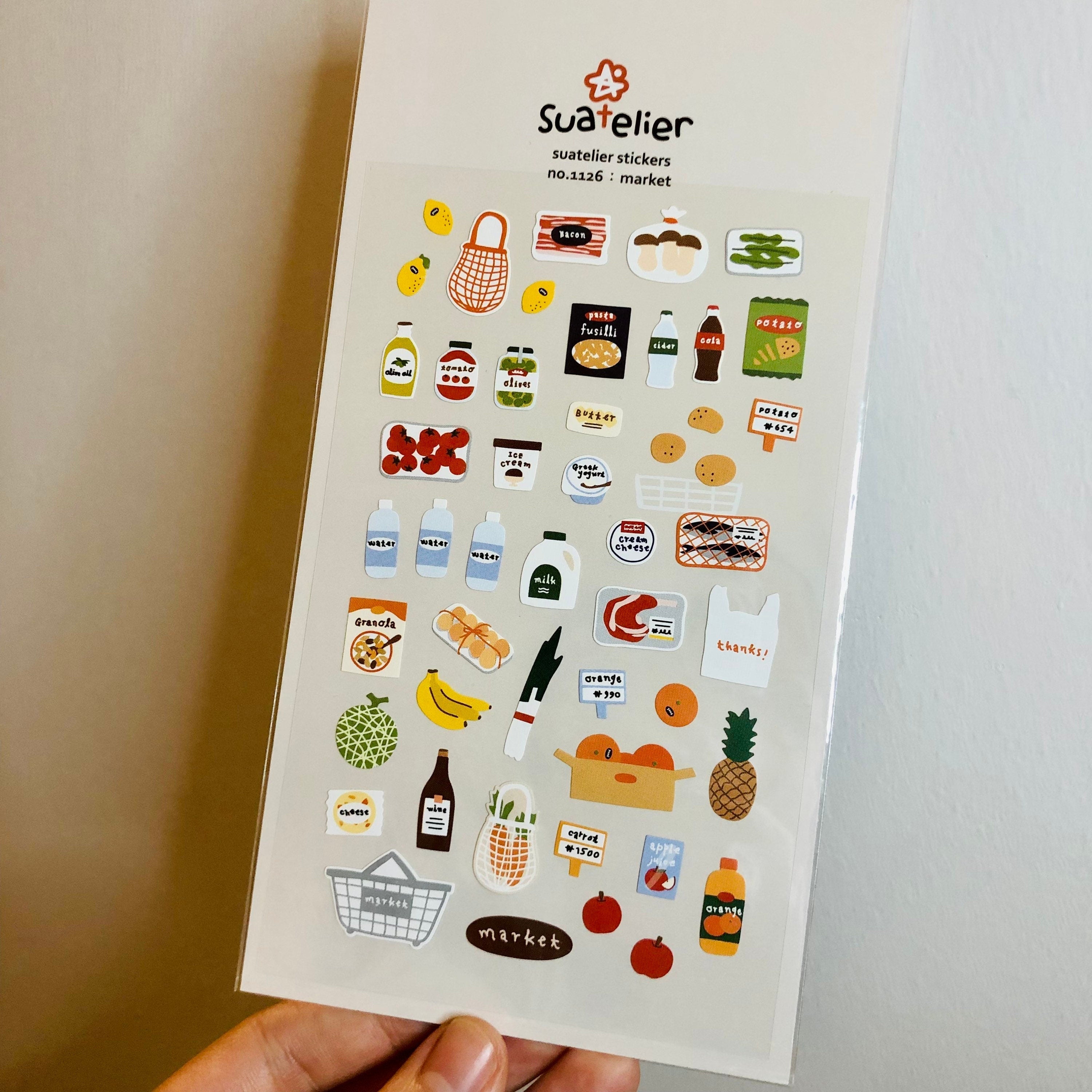 Suatelier Market Decorative Stickers for Journaling and Scrapbooking