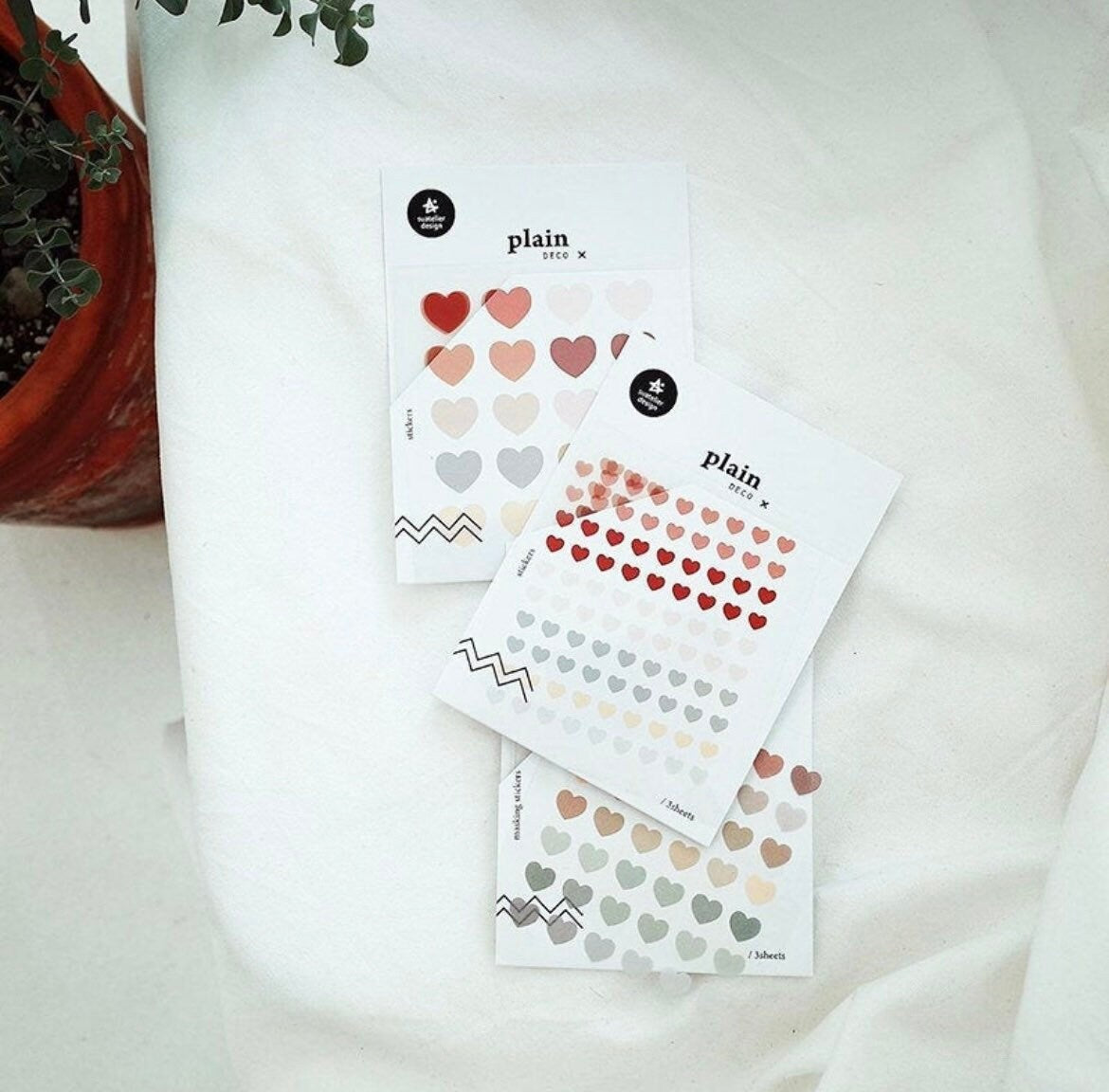 Suatelier Colourful Heart Stickers for Journaling and Planners – 3 Sheets