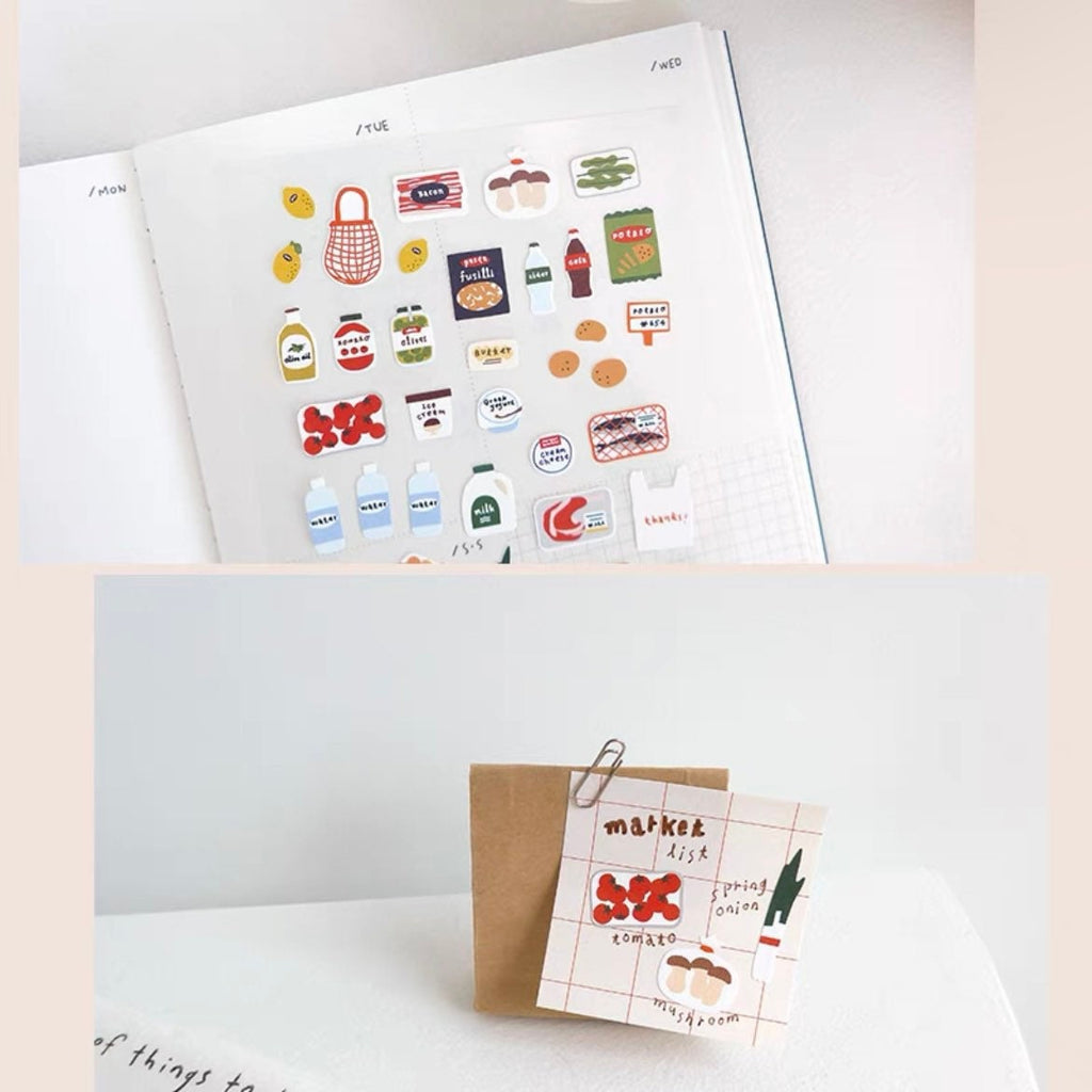 Suatelier Market Decorative Stickers for Journaling and Scrapbooking