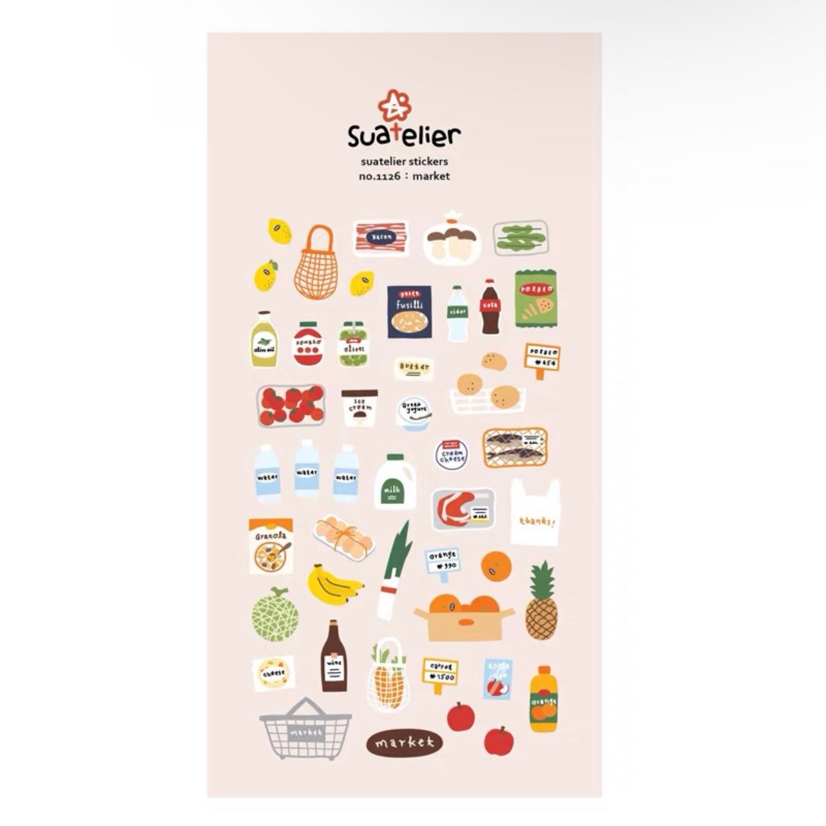 Suatelier Market Decorative Stickers for Journaling and Scrapbooking