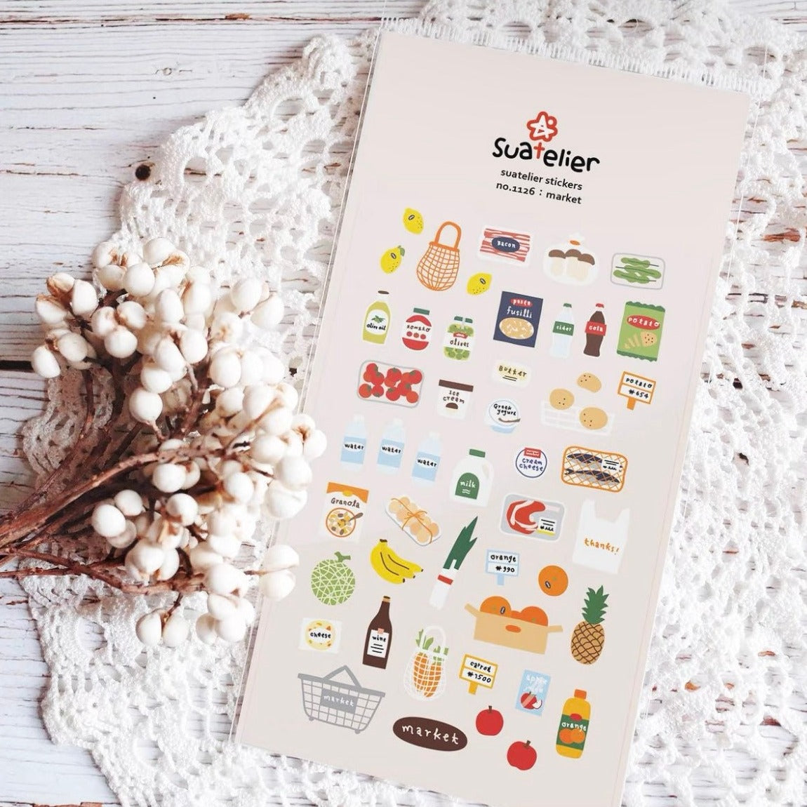 Suatelier Market Decorative Stickers for Journaling and Scrapbooking