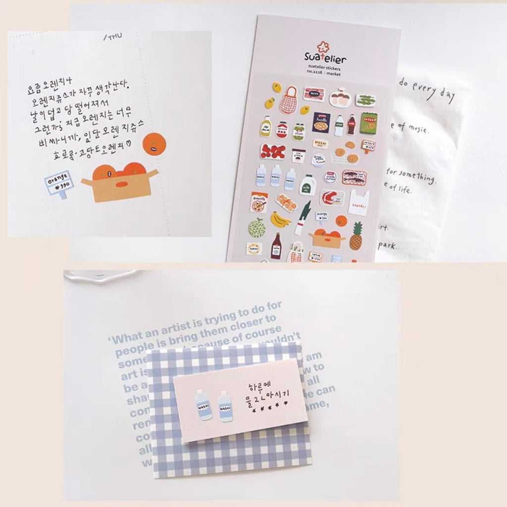 Suatelier Market Decorative Stickers for Journaling and Scrapbooking